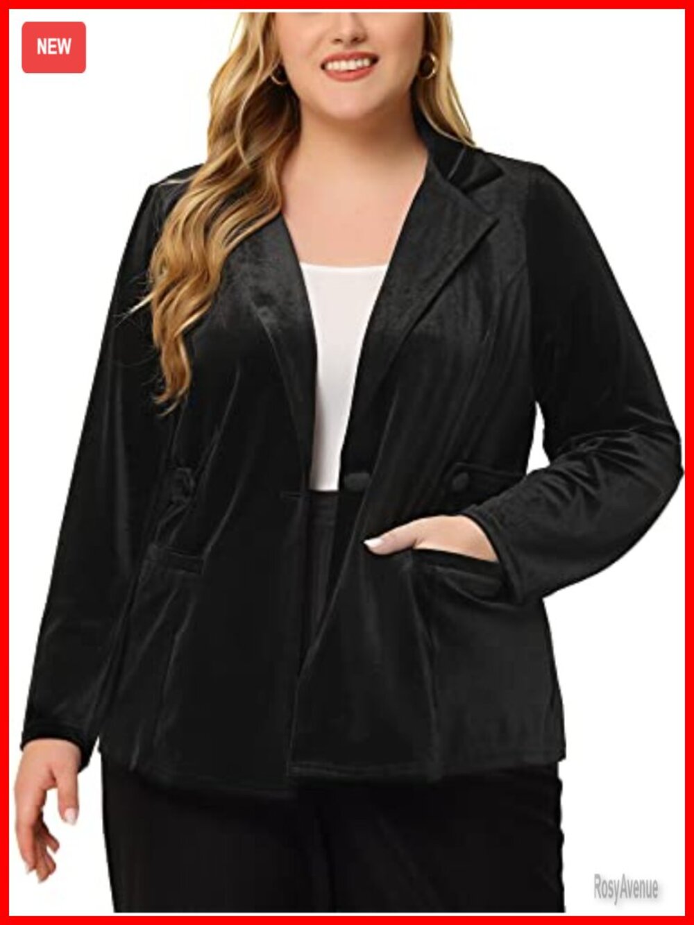 Plus Size Velvet Blazer Notch Collar One Button Business Casual